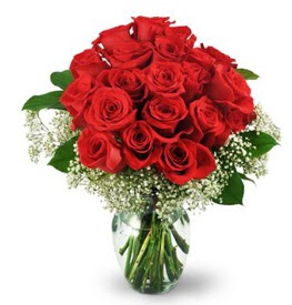 25 adet kırmızı gül cam vazoda  Şanlıurfa güvenli kaliteli hızlı çiçek 