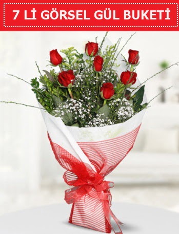7 adet kırmızı gül buketi Aşk budur  Şanlıurfa kaliteli taze ve ucuz çiçekler 