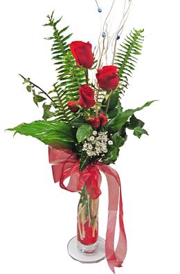 Çiçek gönderin cam vazoda 3 gül çiçekleri  Şanlıurfa İnternetten çiçek siparişi 