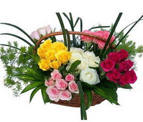  Şanlıurfa yurtiçi ve yurtdışı çiçek siparişi  35 adet rengarenk güllerden sepet tanzimi