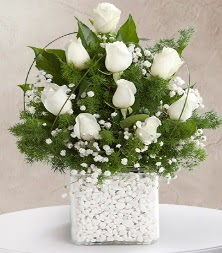 9 beyaz gül vazosu  Şanlıurfa kaliteli taze ve ucuz çiçekler 