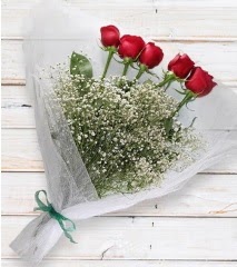5 kırmızı gülden sade buket  Şanlıurfa çiçek online çiçek siparişi 