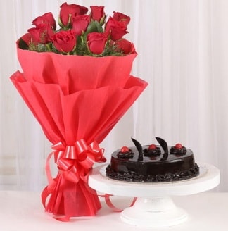 10 Adet kırmızı gül ve 4 kişilik yaş pasta  Şanlıurfa çiçek gönderme sitemiz güvenlidir 